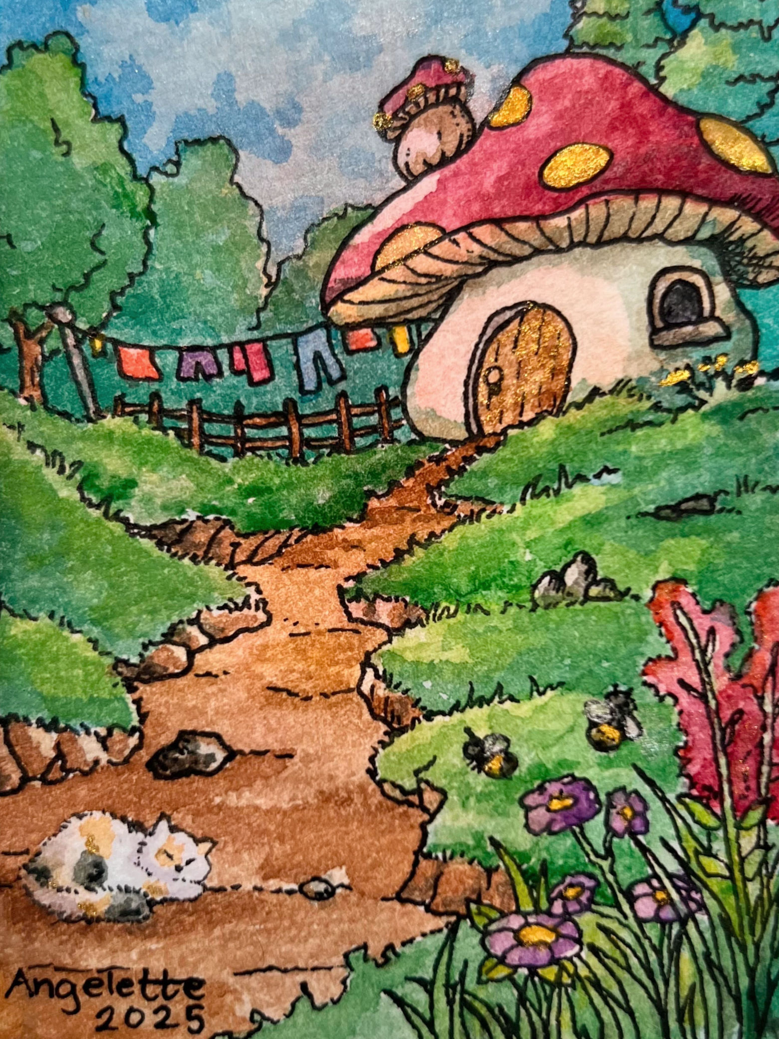 ACEO - Little Mushroom Hut - Collectible Original Art