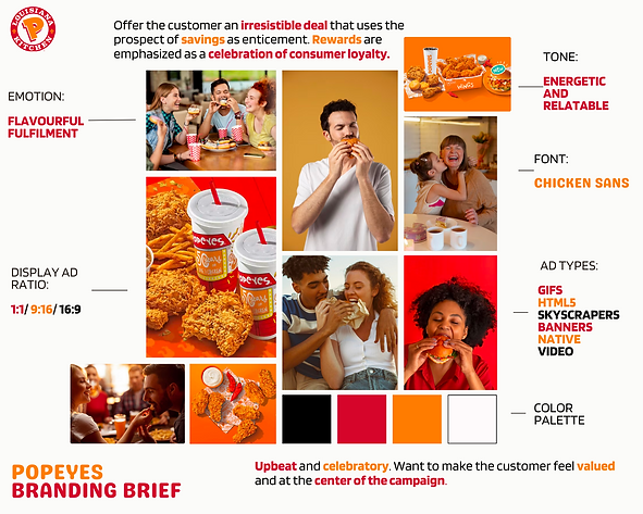 A branding brief created by Darina Al Aroud that showcases the colour palette, tone, and emotion of the desired ads on google and social media