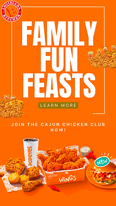 A google display skyscraper ad created by Darina Al Aroud for Popeyes, showcasing the loyalty program for families