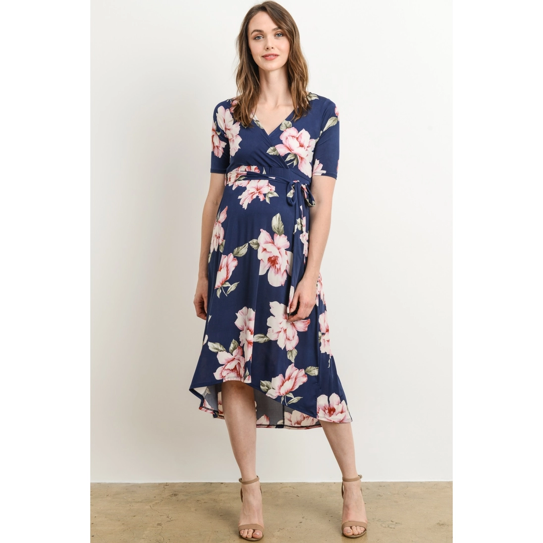 Thumbnail: Floral High-Low Materntiy Nursing Dress - Hello Miz