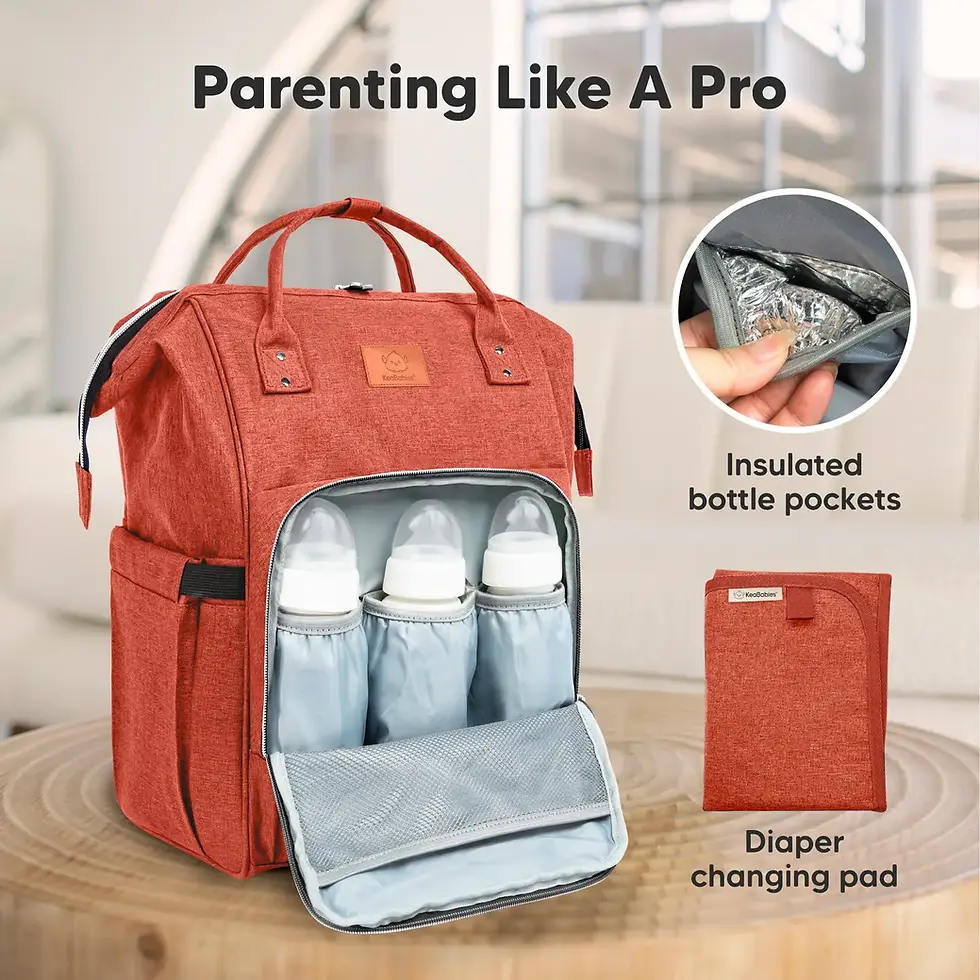 Thumbnail: Coral Backpack Diaper Bag  - Keababies