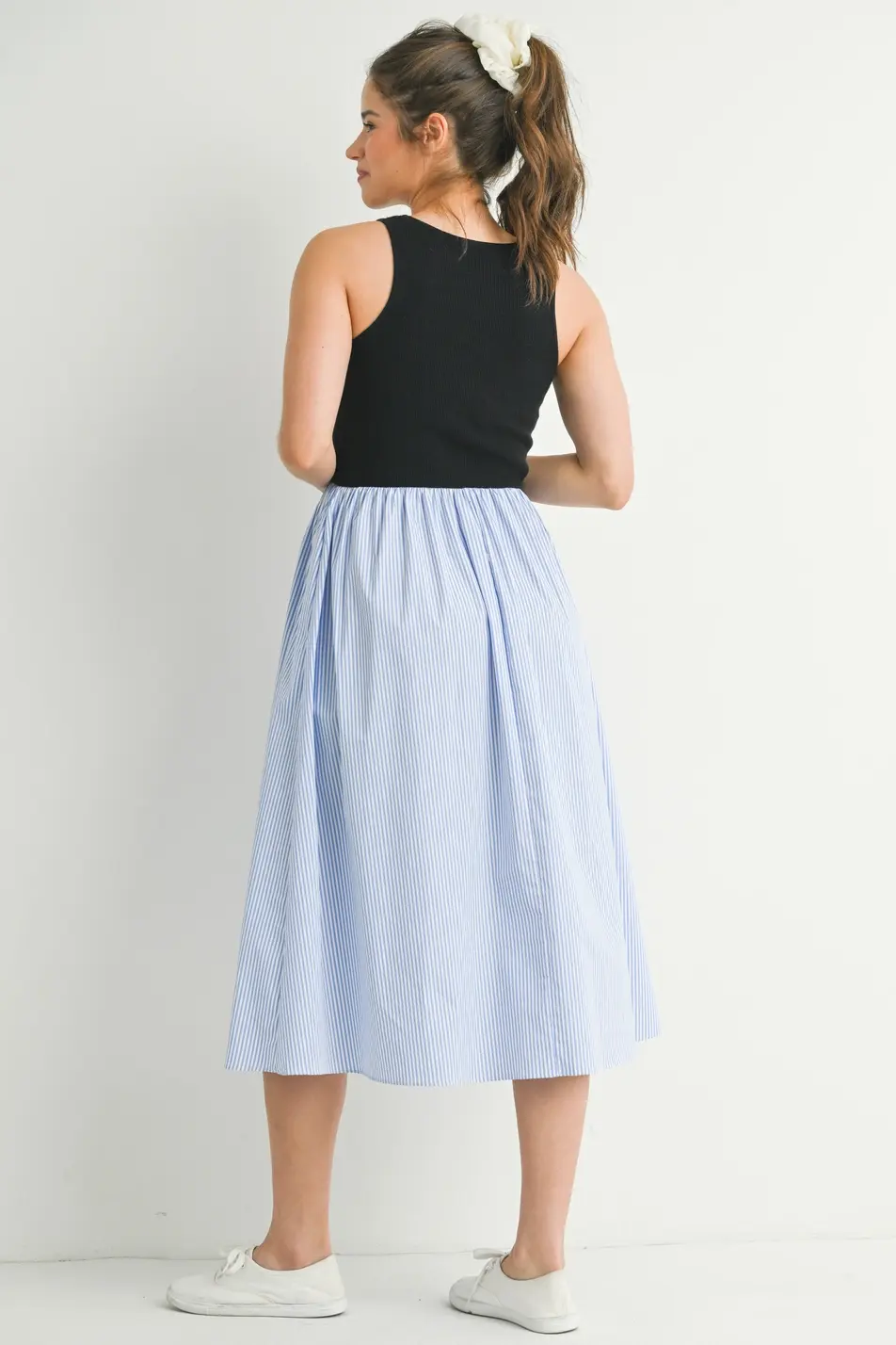 Thumbnail: Tank Maternity Dress with Striped Skirt - Hello Miz