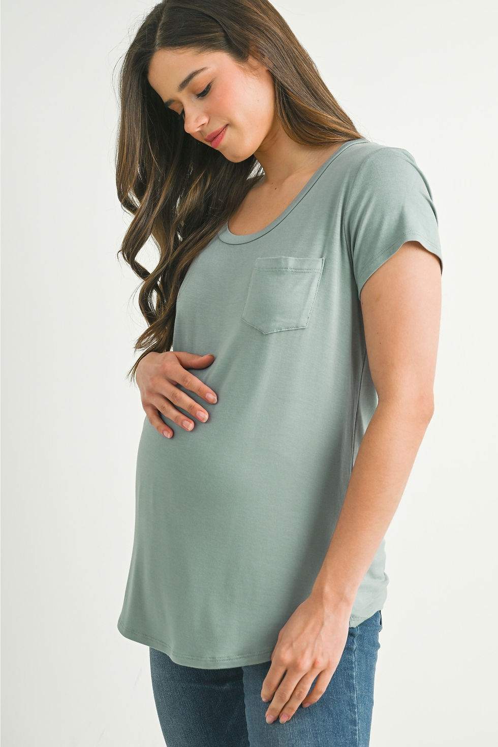 Thumbnail: Round Neck Maternity Nursing T-Shirt - Hello Miz