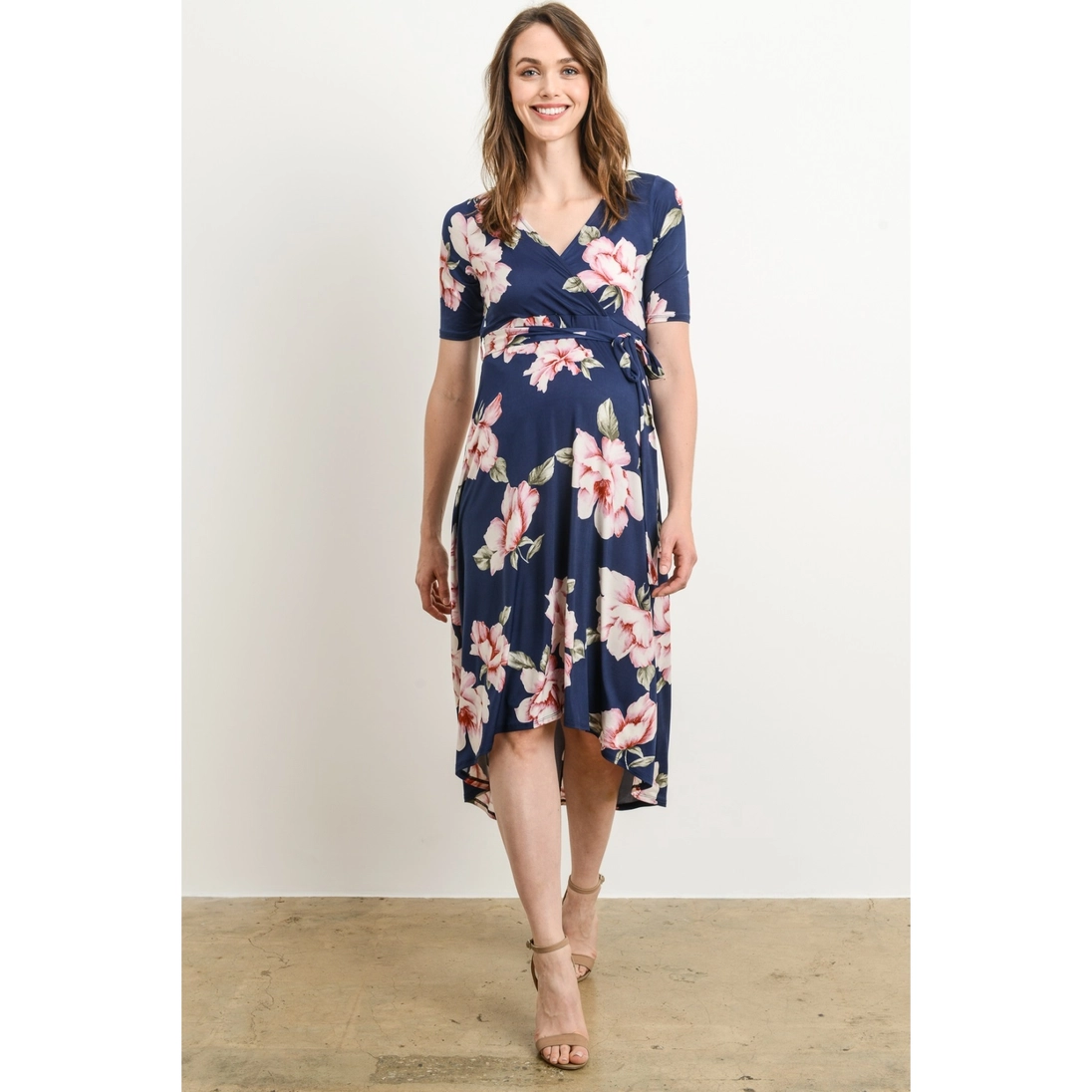 Floral High-Low Materntiy Nursing Dress - Hello Miz