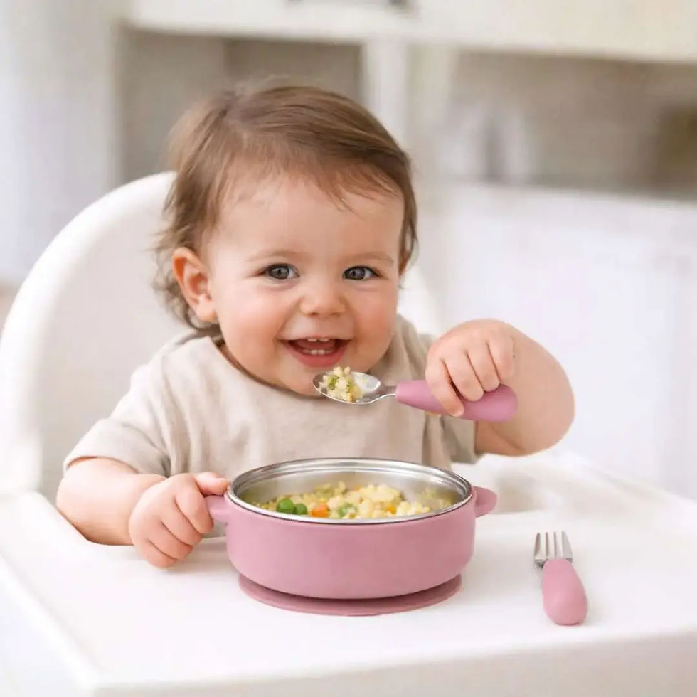 Thumbnail: Stainless Steel Bowl & Utensil Set - Baby Bliss