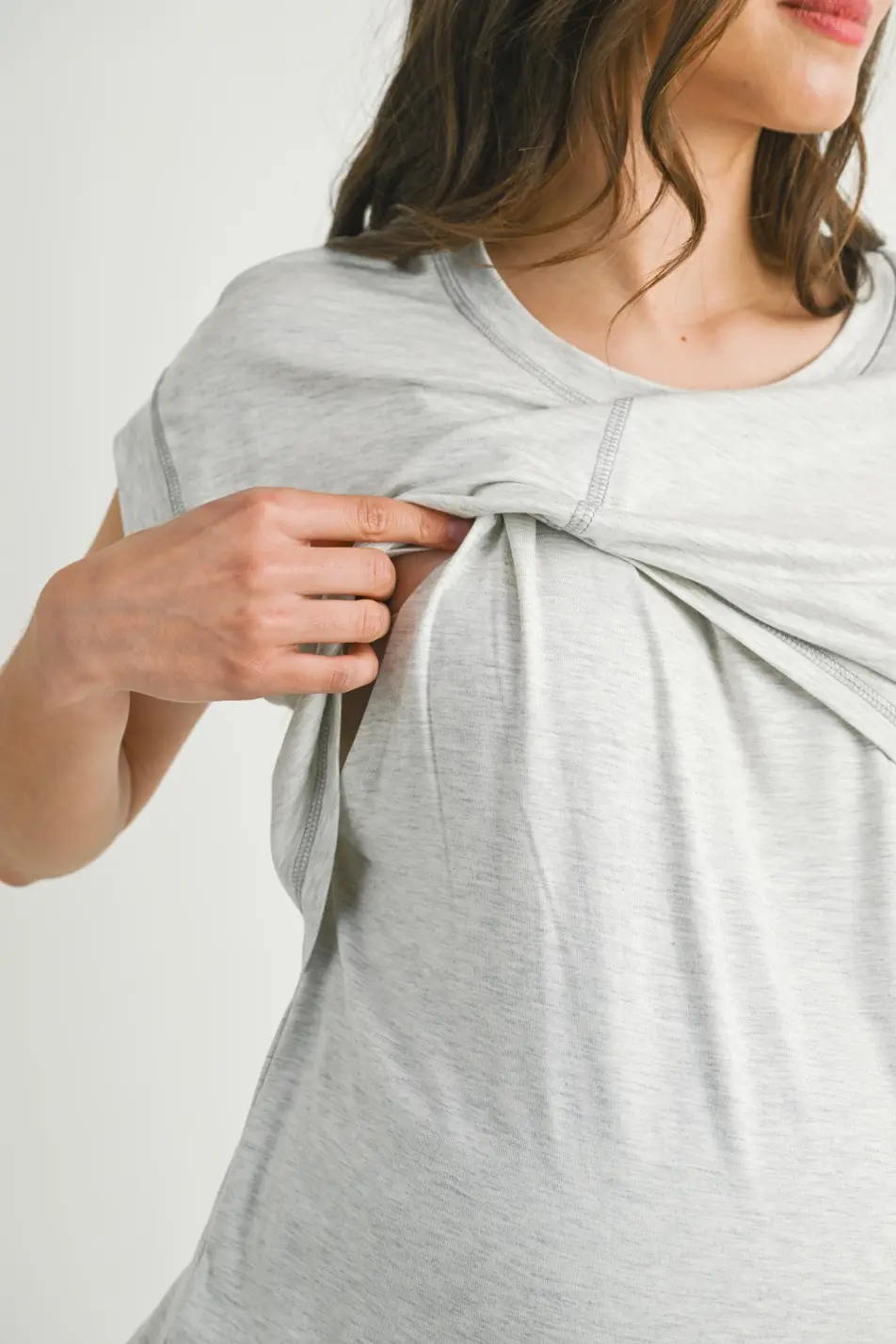 Thumbnail: Double Layer Short Sleeve Maternity Nursing Top - Hello Miz