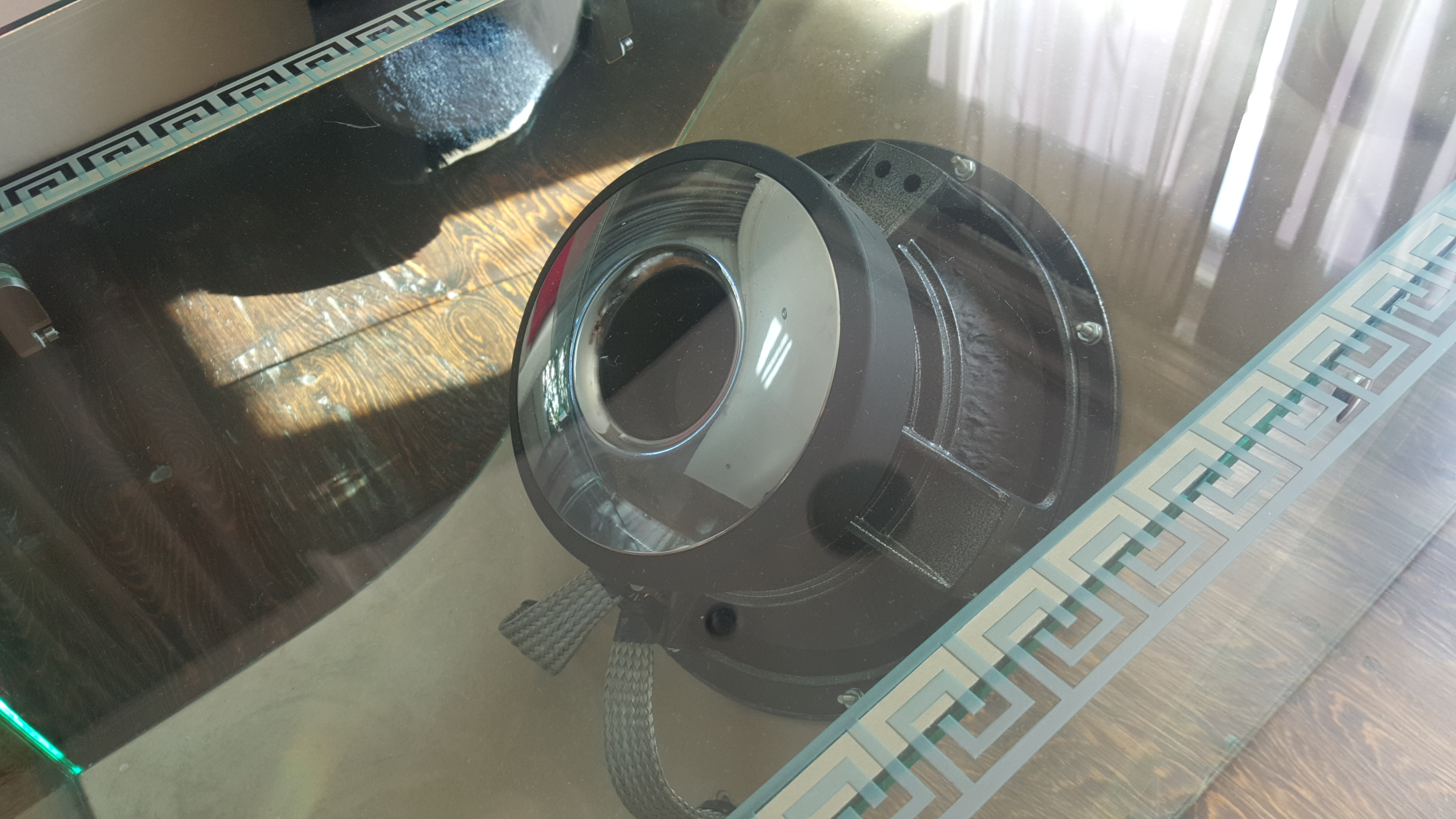 speaker glass coffee table