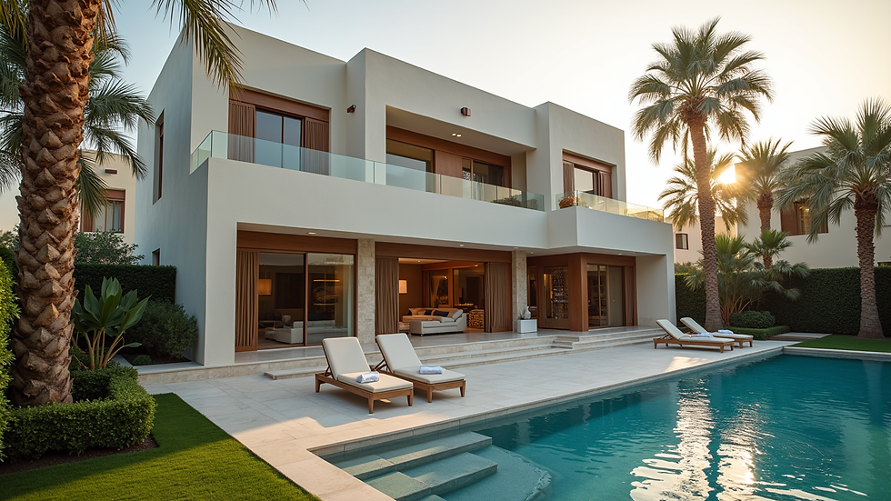 High angle view of a Dubai luxury villa exterior