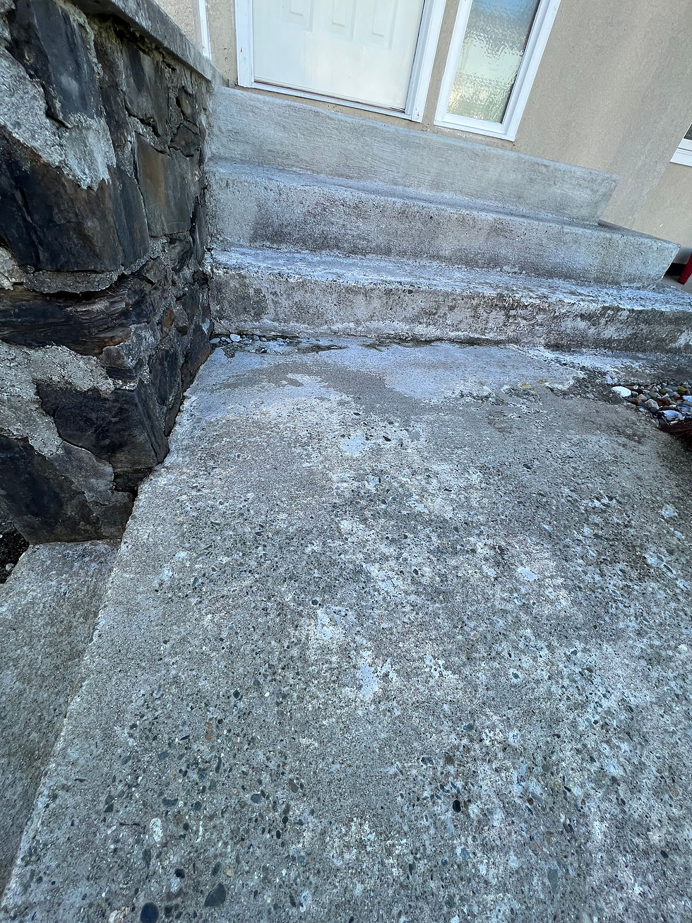 salt damaged concrete walkway