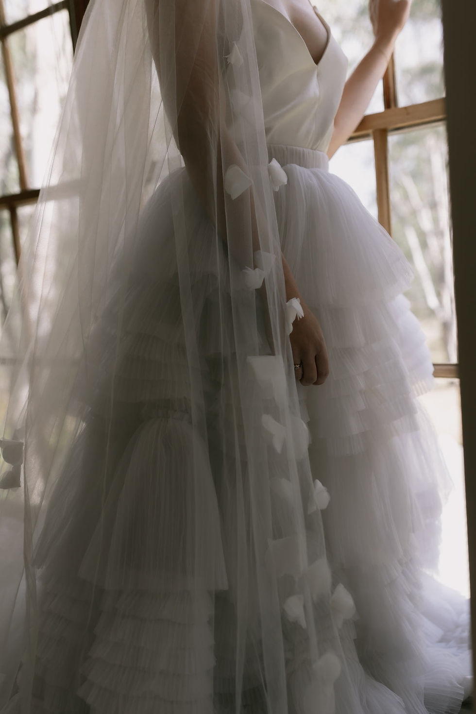 Thumbnail: Florence Petal Single Tier Veil by Dove Grey Bridal