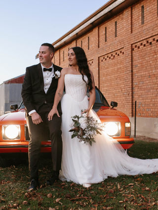 Real bride wears bespoke Strelitzia gown by Alena Leena
