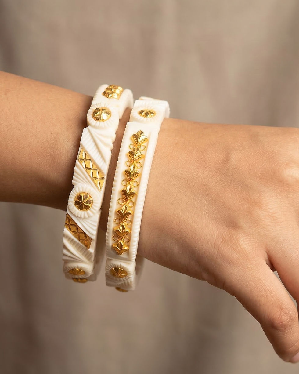 Floral Gold Pola Bangles