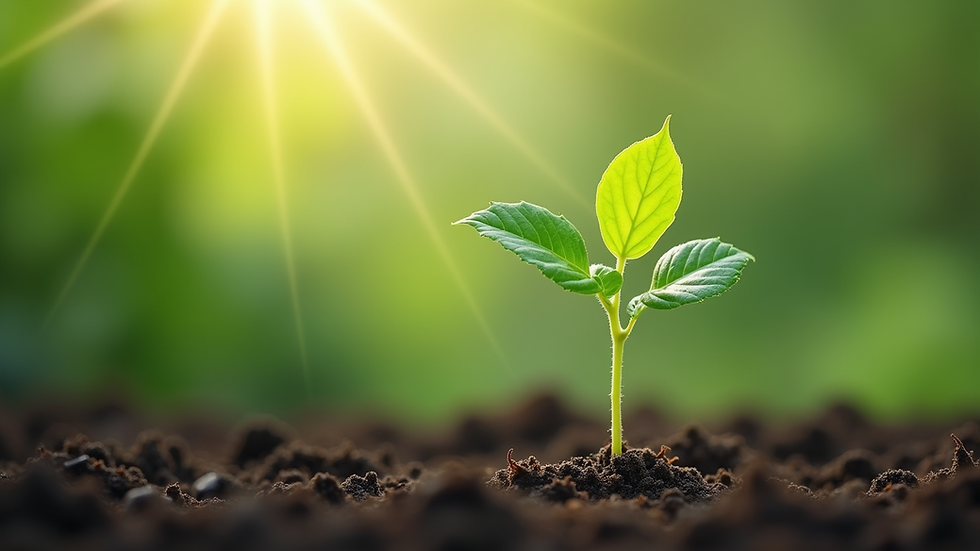 Close-up view of a green plant growing in a sustainable environment
