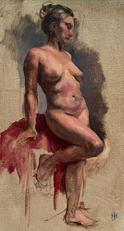Female Nude with Red Robe