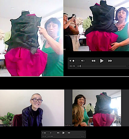 Student presents her excellent work top&skirt made with no waste by Fabricscape method 