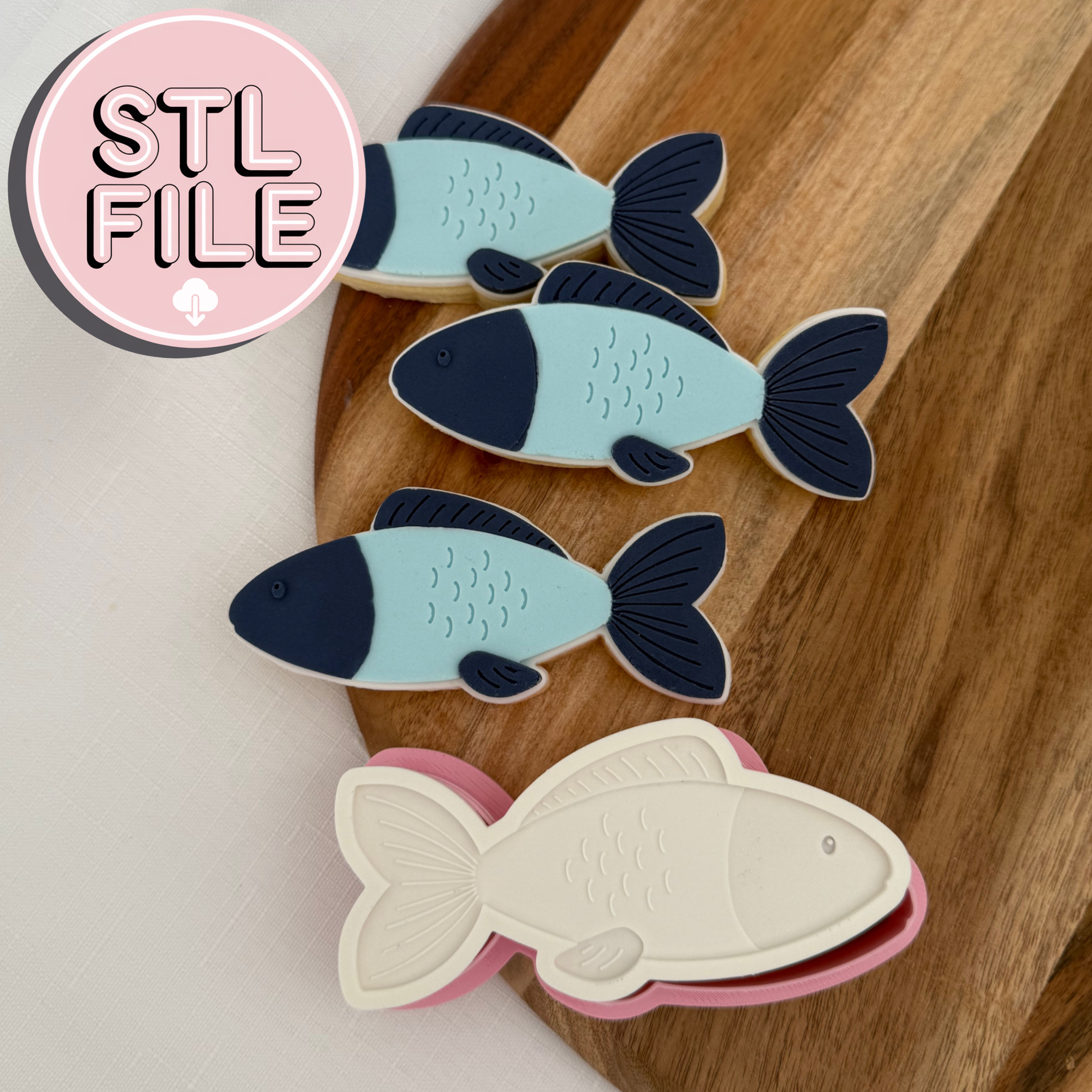 Fish - STL File - Fondant Stamp and Cookie Cutter