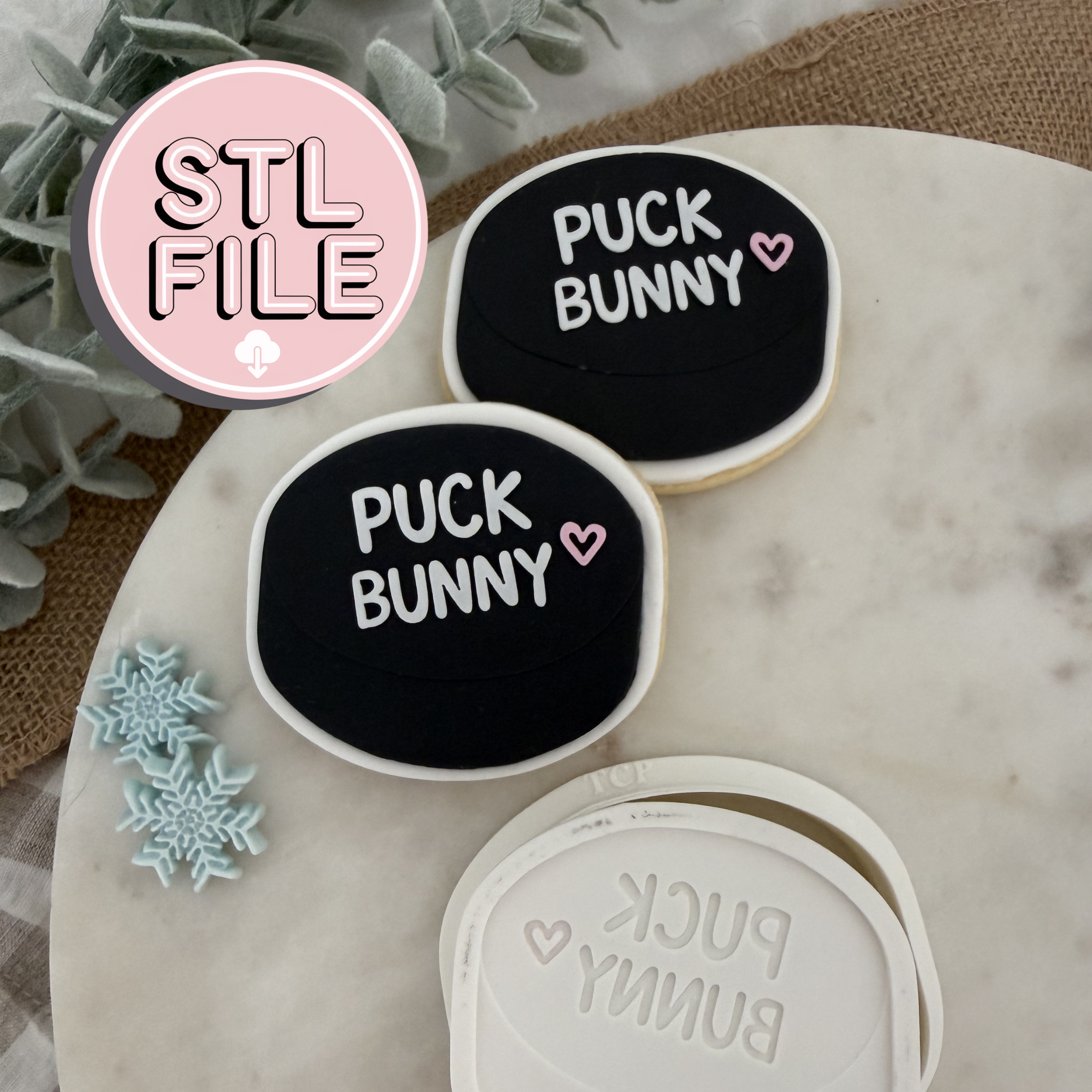 Puck Bunny - STL File - Fondant Stamp and Cookie Cutter