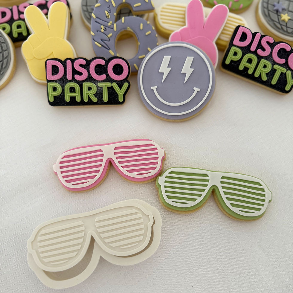 Disco Glasses - Fondant Stamp and Cookie Cutter