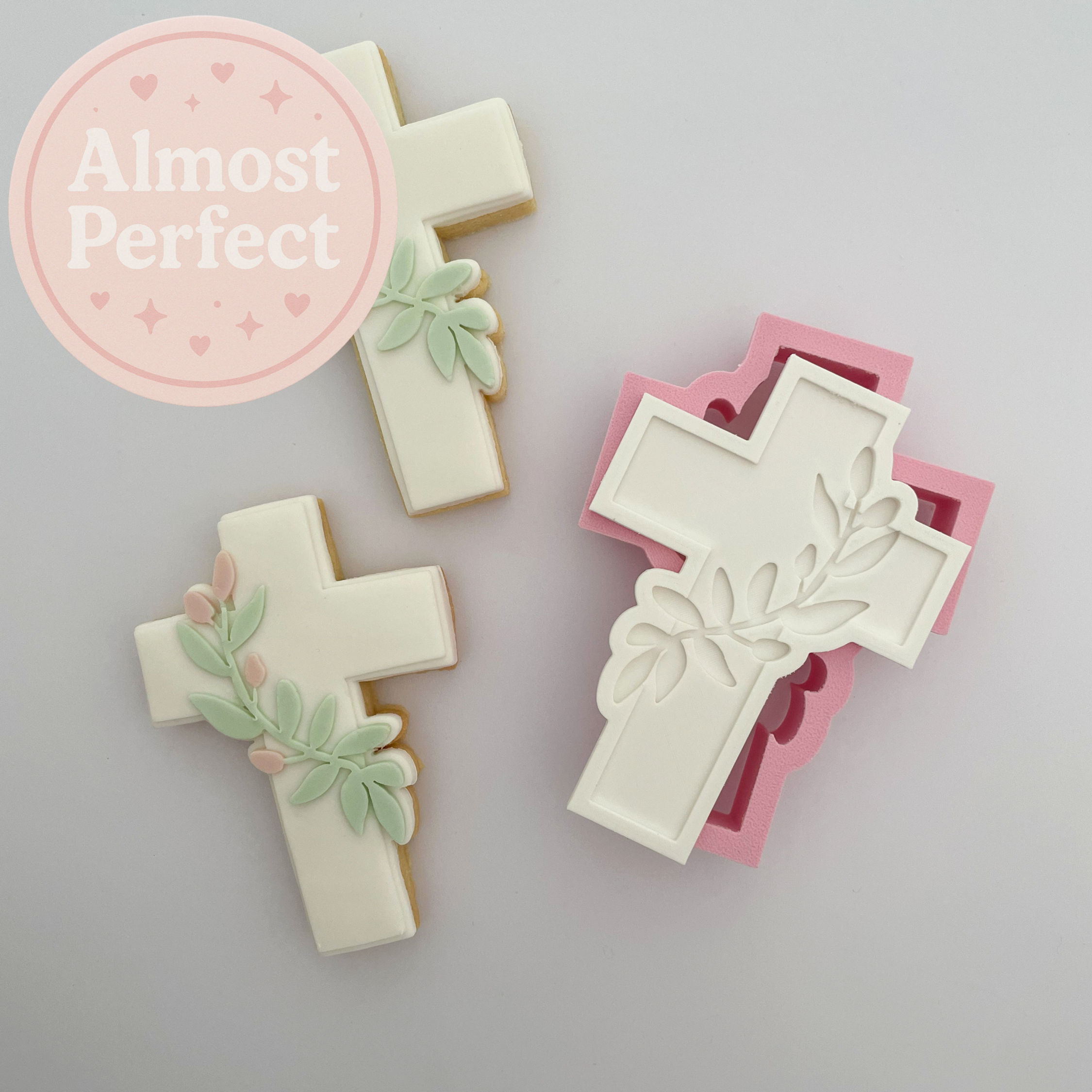 Almost Perfect - Leafy Cross - Fondant Stamp & Cookie Cutter