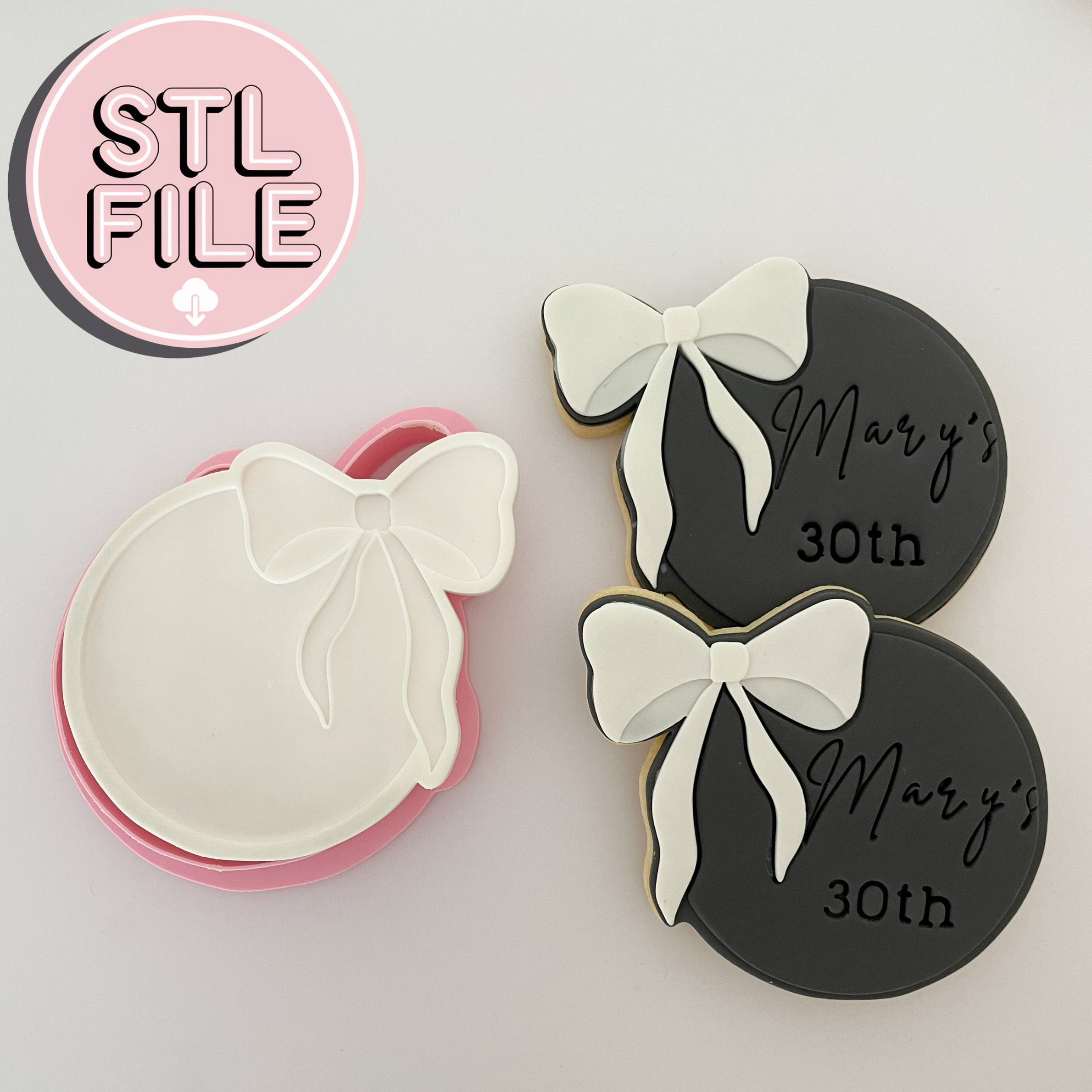 Circle Bow - STL File - Fondant Stamp and Cookie Cutter
