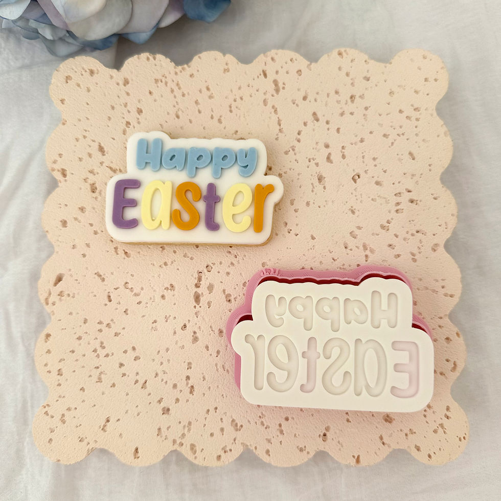 Thumbnail: Happy Easter Word Stamp - Cookie Cutter and Fondant Stamp