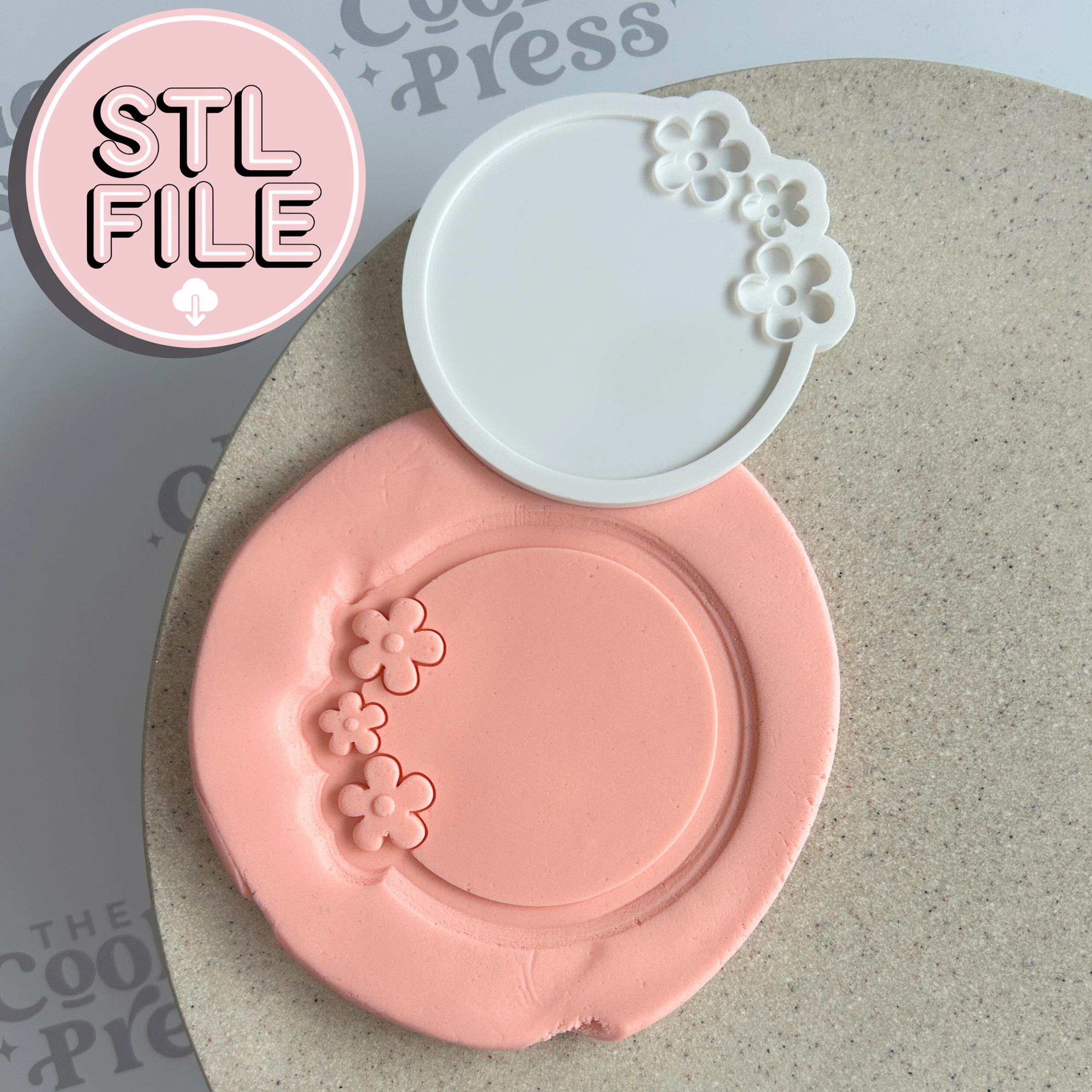 Flower Circle - STL File - Fondant Stamp and Cookie Cutter