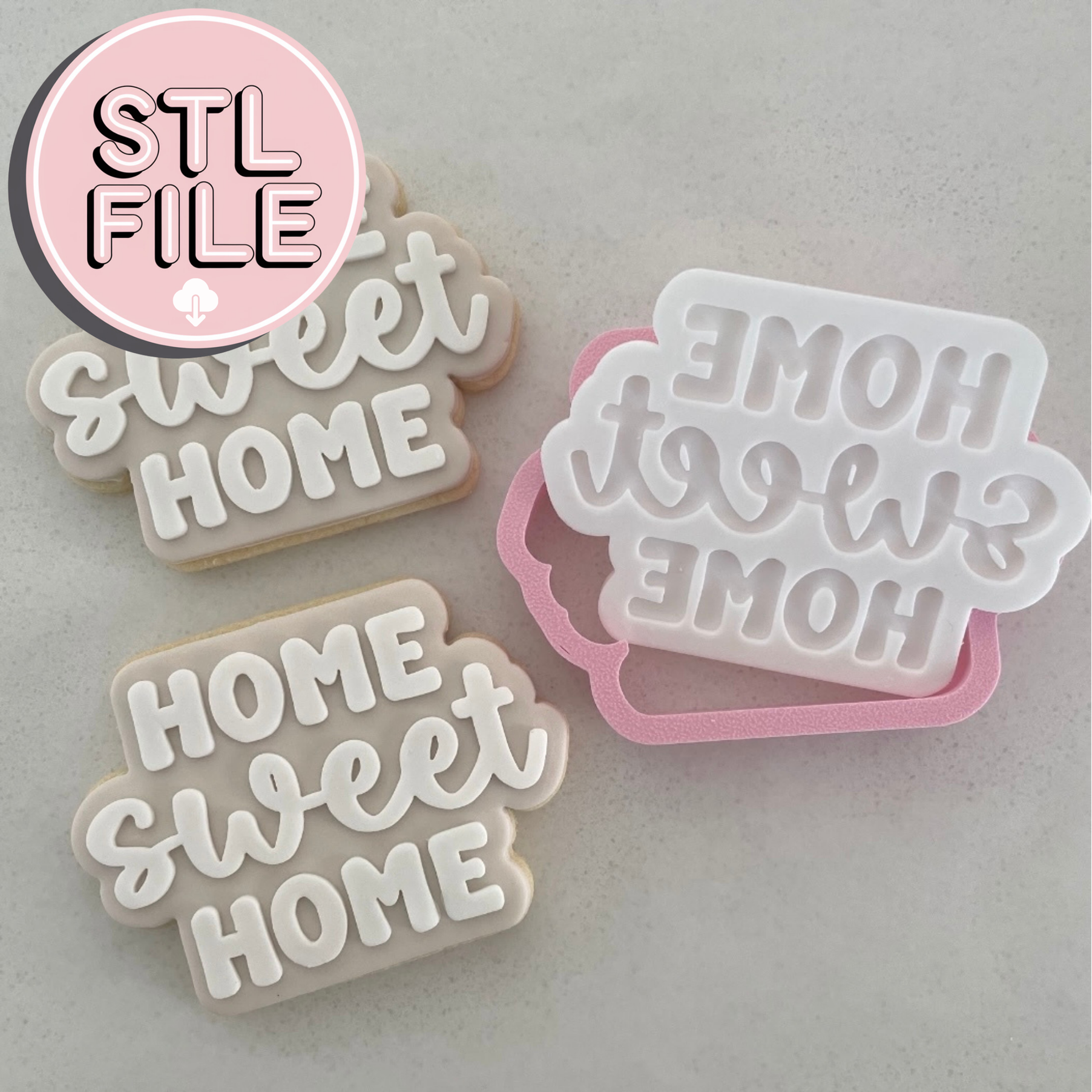 Home Sweet Home STL File - Fondant Stamp & Cookie Cutter