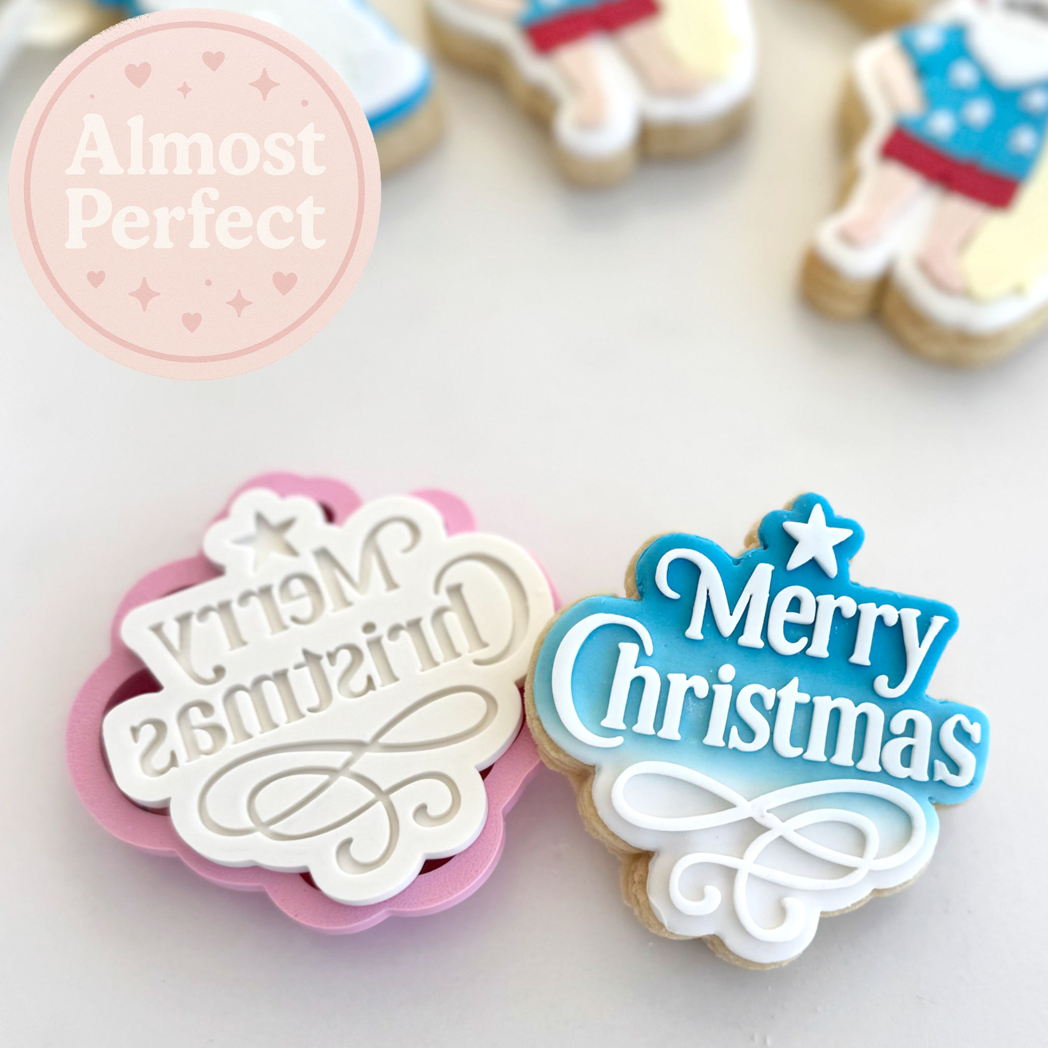 Almost Perfect - Classic Merry Christmas - Fondant Stamp and Cookie Cutter