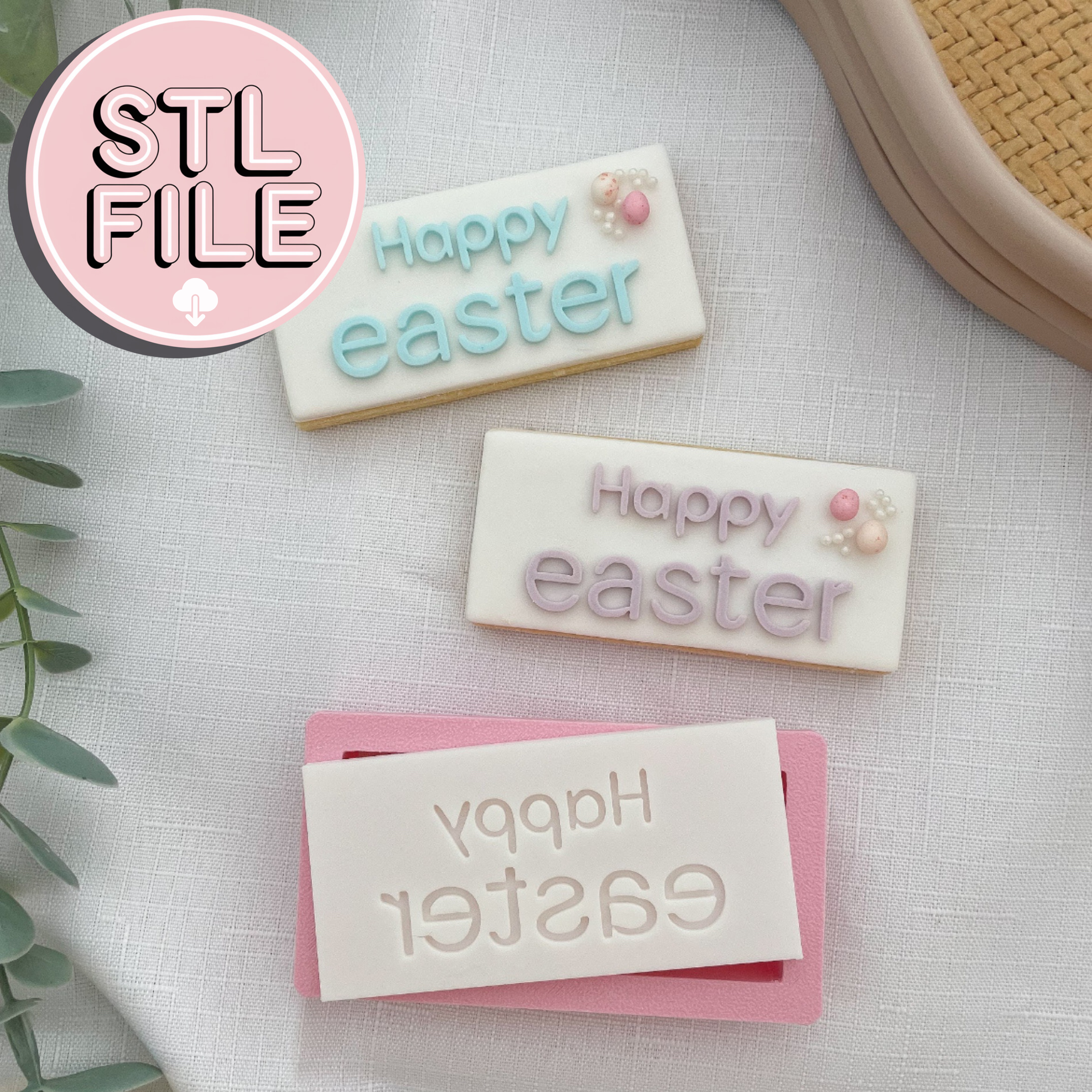 Happy Easter - STL File - Fondant Stamp & Cookie Cutter