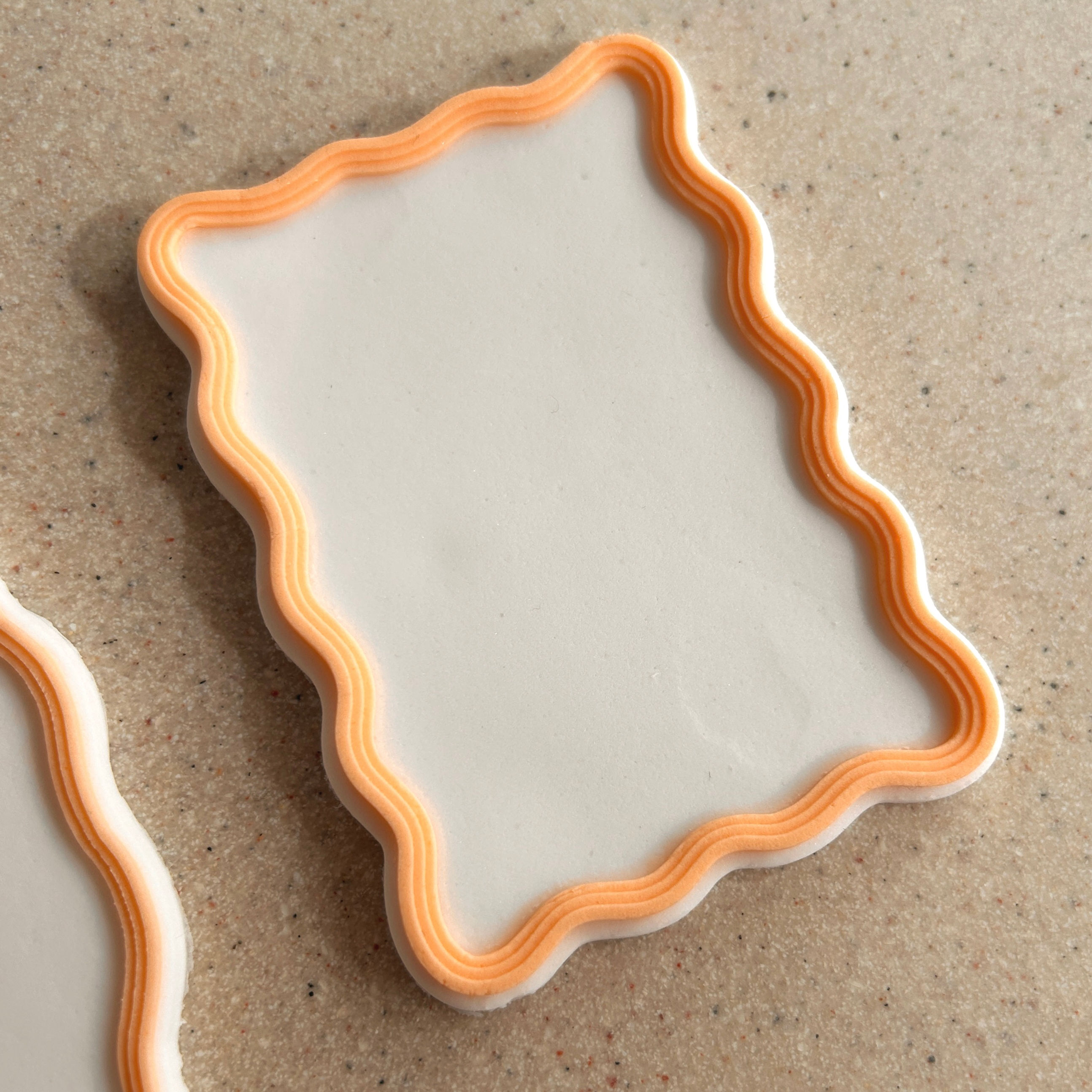 Layered Wavy Raised Rectangle-  Cookie Cutter & Fondant Stamp