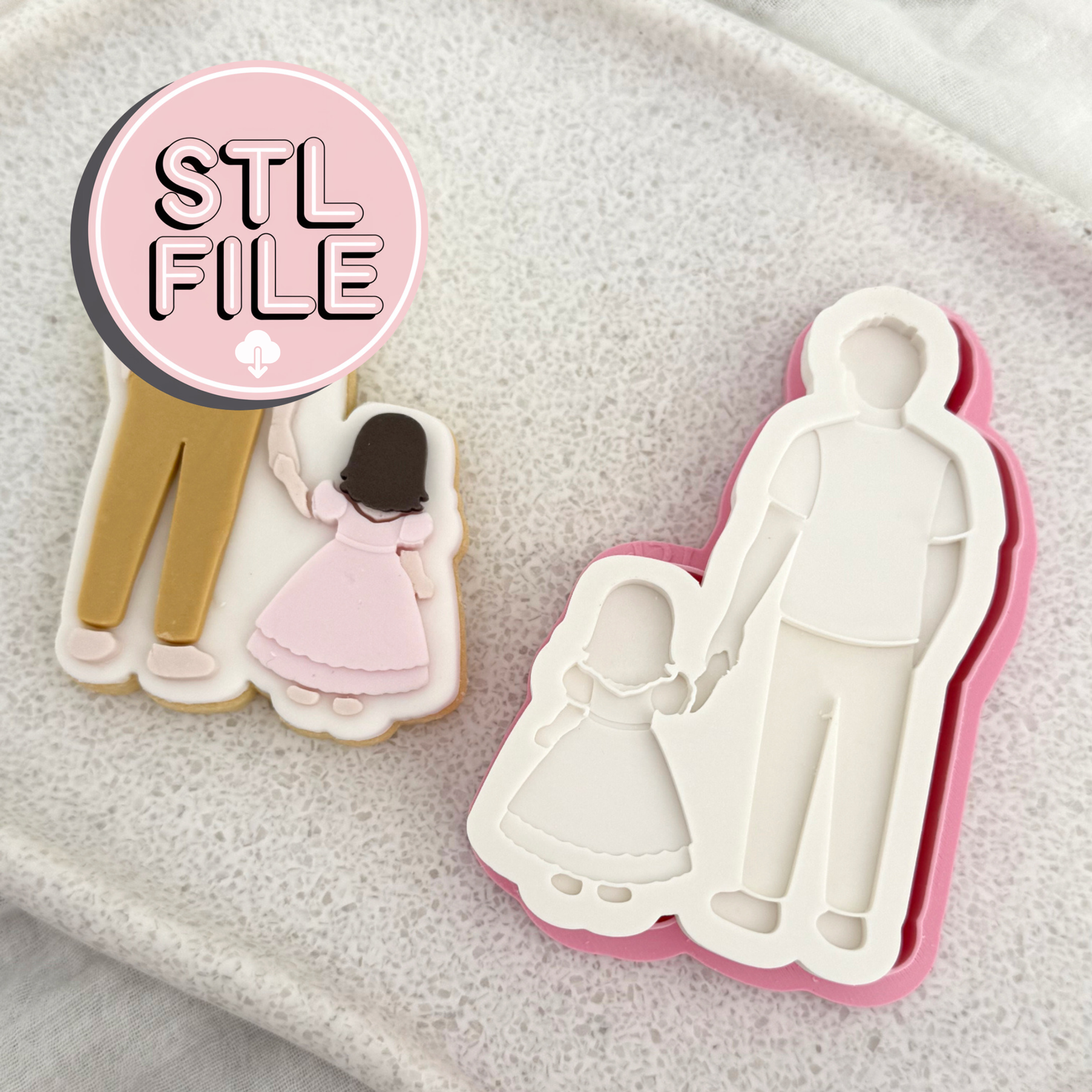 Dad & Daughter - STL File - Fondant Stamp and Cookie Cutter