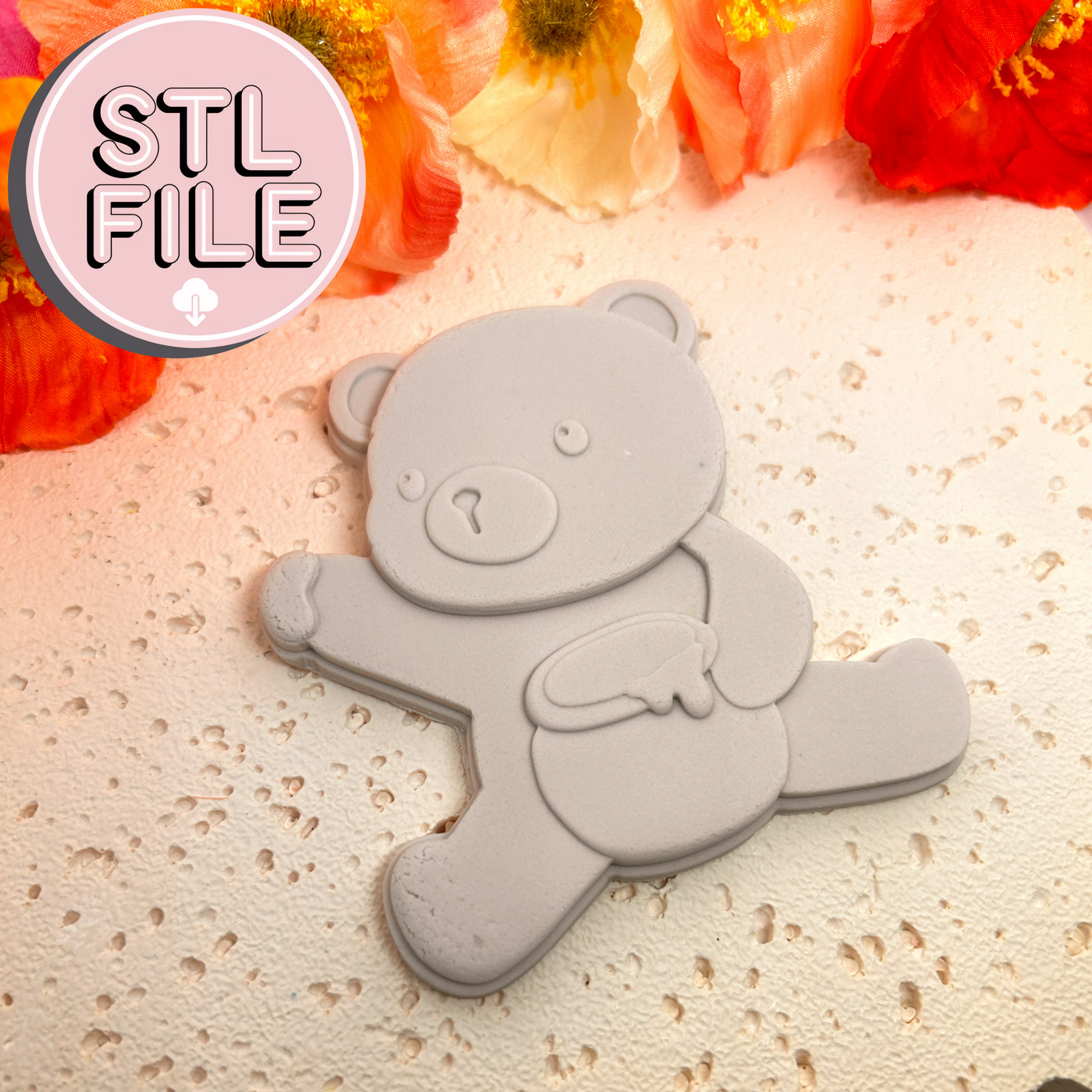 Honey Bear STL File - Fondant Stamp & Cookie Cutter