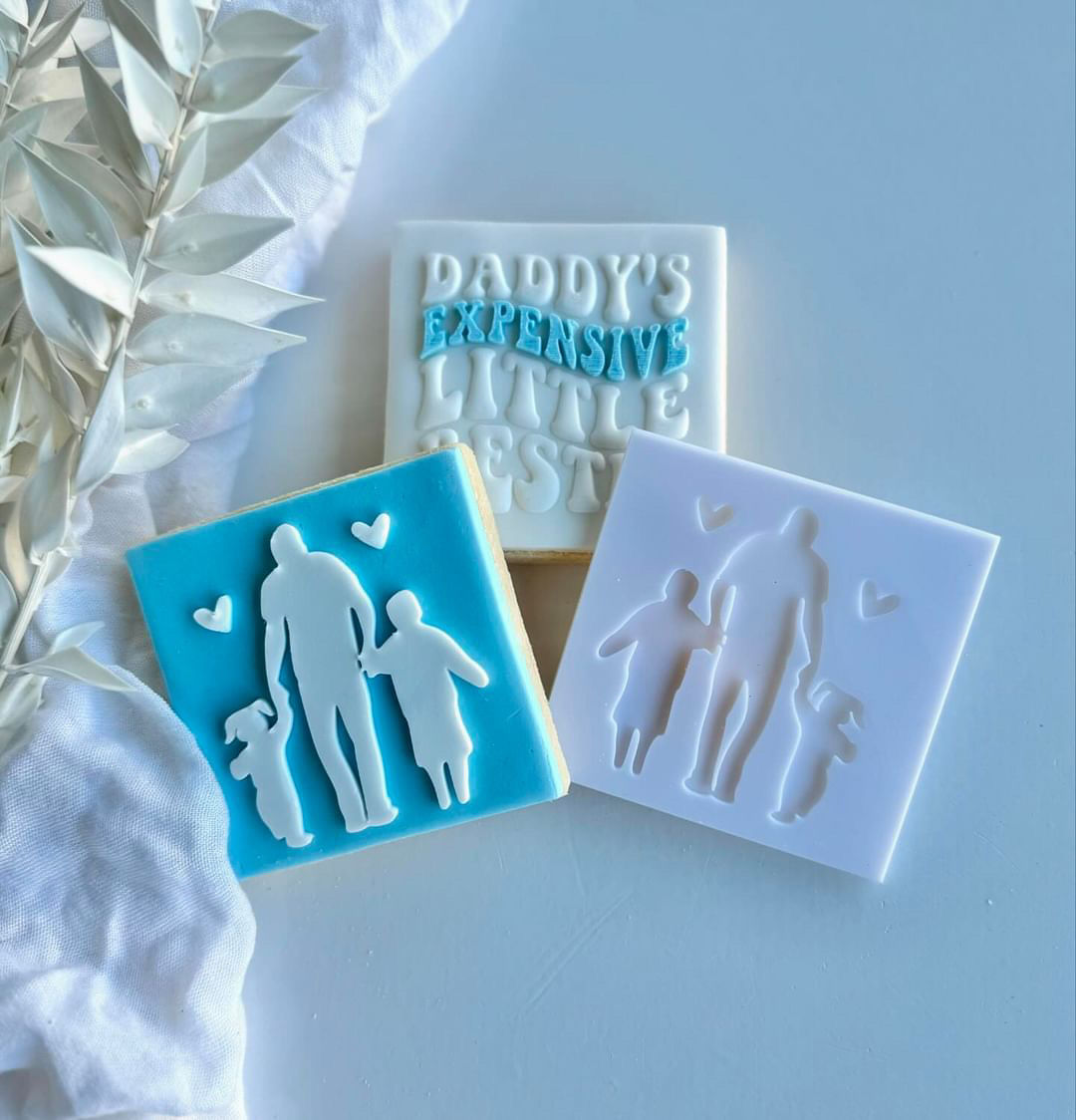 Dad and Kids - Fondant Stamp