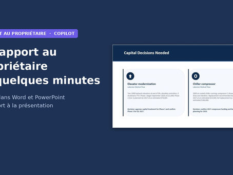 Rapport mensuel au propriétaire rédigé par Copilot dans Word et présentation créée dans PowerPoint