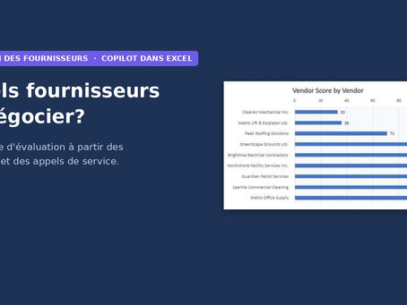 Quels fournisseurs renégocier? Une fiche d'évaluation des fournisseurs avec Copilot dans Excel