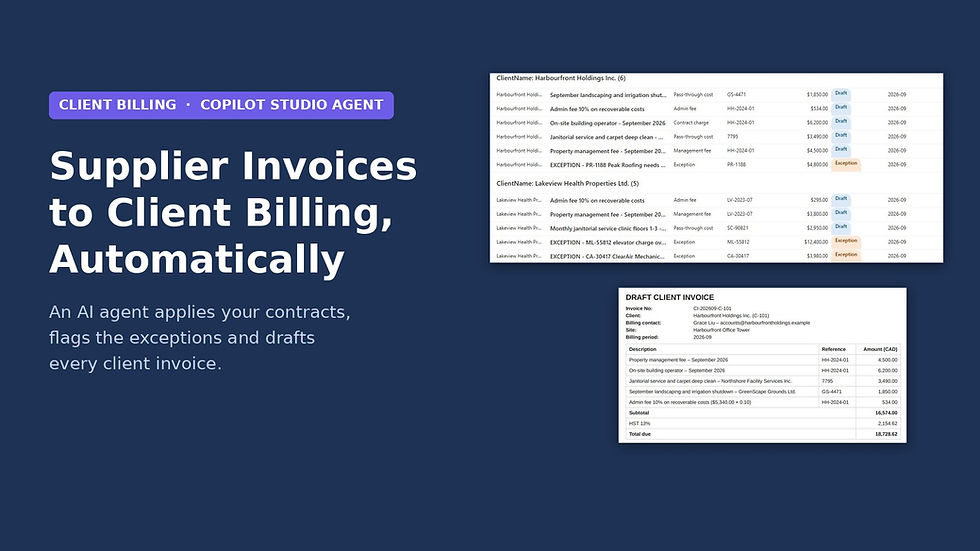 Supplier invoices to client billing with a Copilot Studio agent