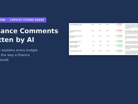 Budget variance comments written by AI with a Copilot Studio agent