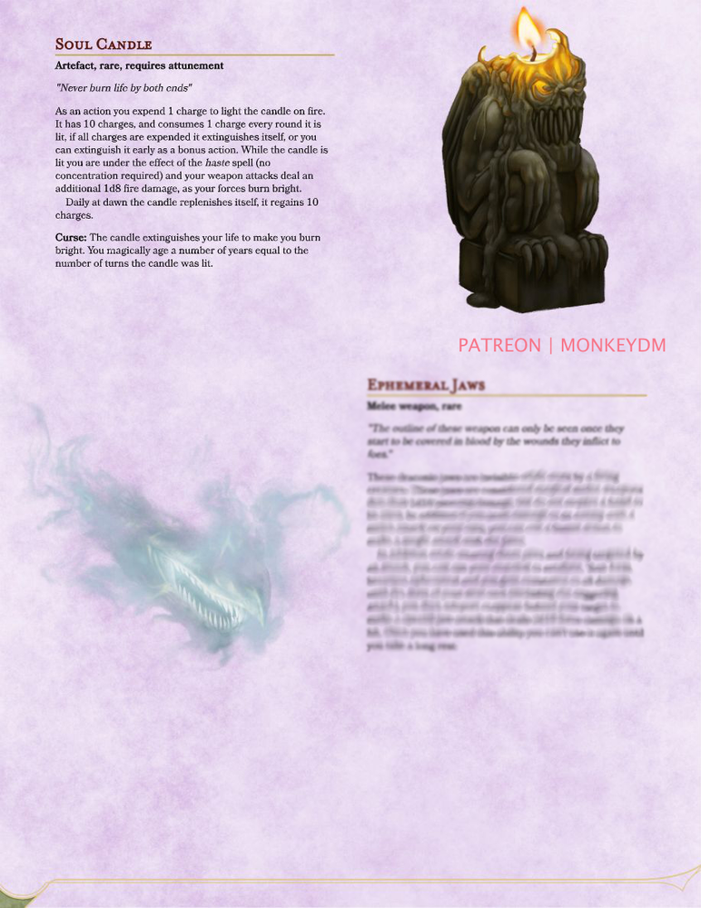 Soul Candle Gamble your Life for Power DnD 5e