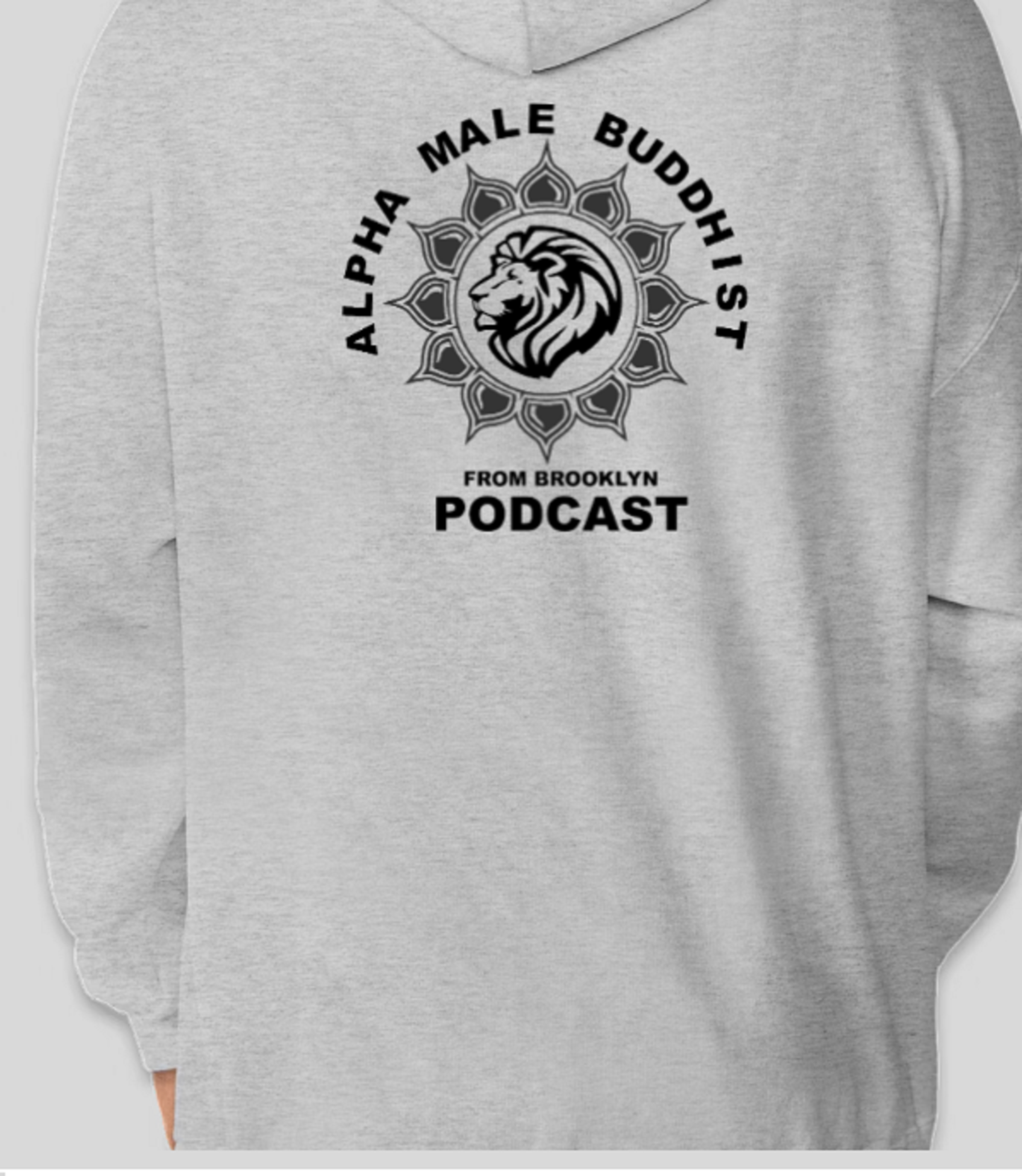 fighter monk gray hoodie, on back (classic Kung Fu retro vibe)