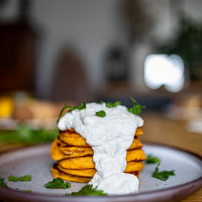 Sweet Potato Pancakes with Lemon Ricotta Cream