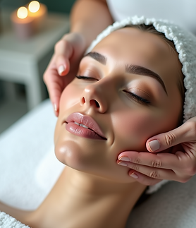 A woman-with-radiant-skin-is-getting-a-facial-treatment-in-a-beauty-clinic-showing-clean-s