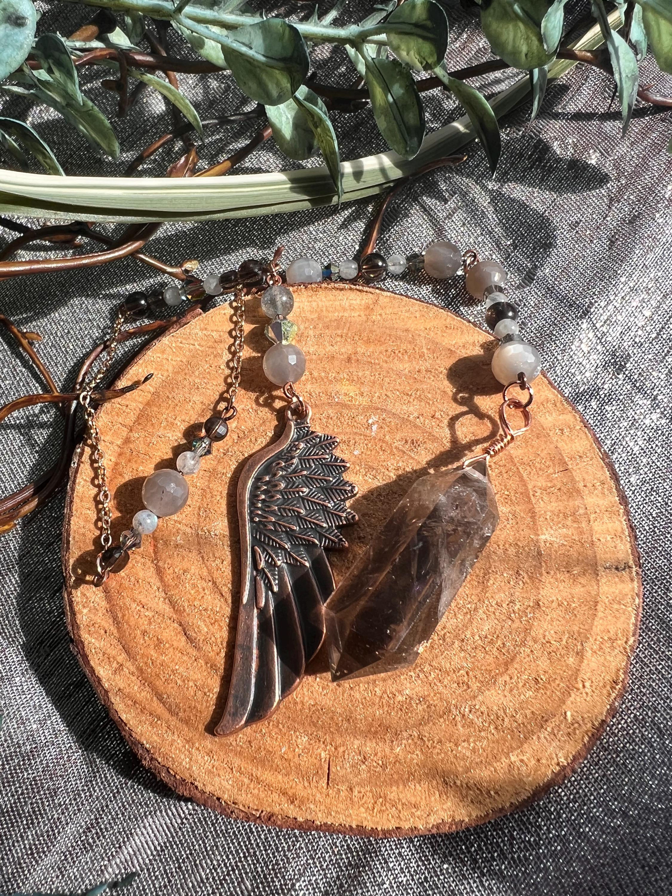 Hand wrapped Smokey quartz pendulum