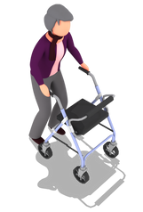 Person in purple top using walking frame