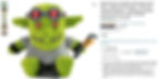Little Warhammer 40K green skin ork grot plushie holding a small wrench