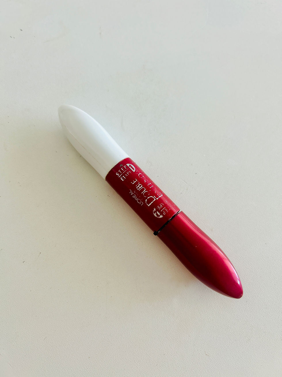 Well-used L'Oreal Double Extend Beauty Tubes mascara from my personal makeup collection