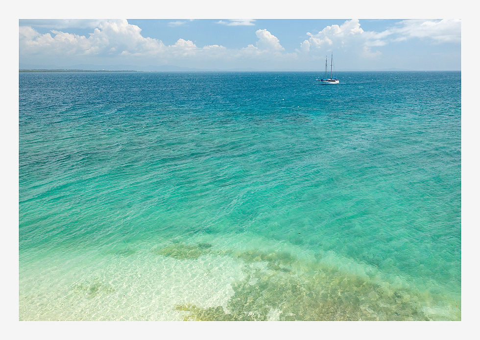 Schooner Island, Fiji, from drone - UNFRAMED