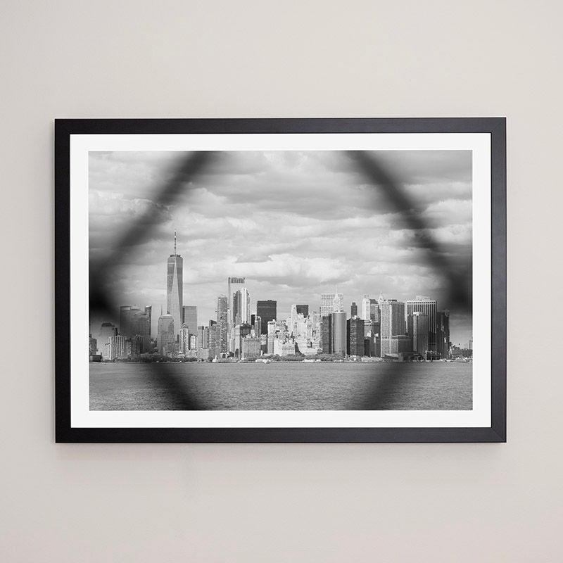 Thumbnail: New York from ferry, black/white, NY, USA - FRAMED.