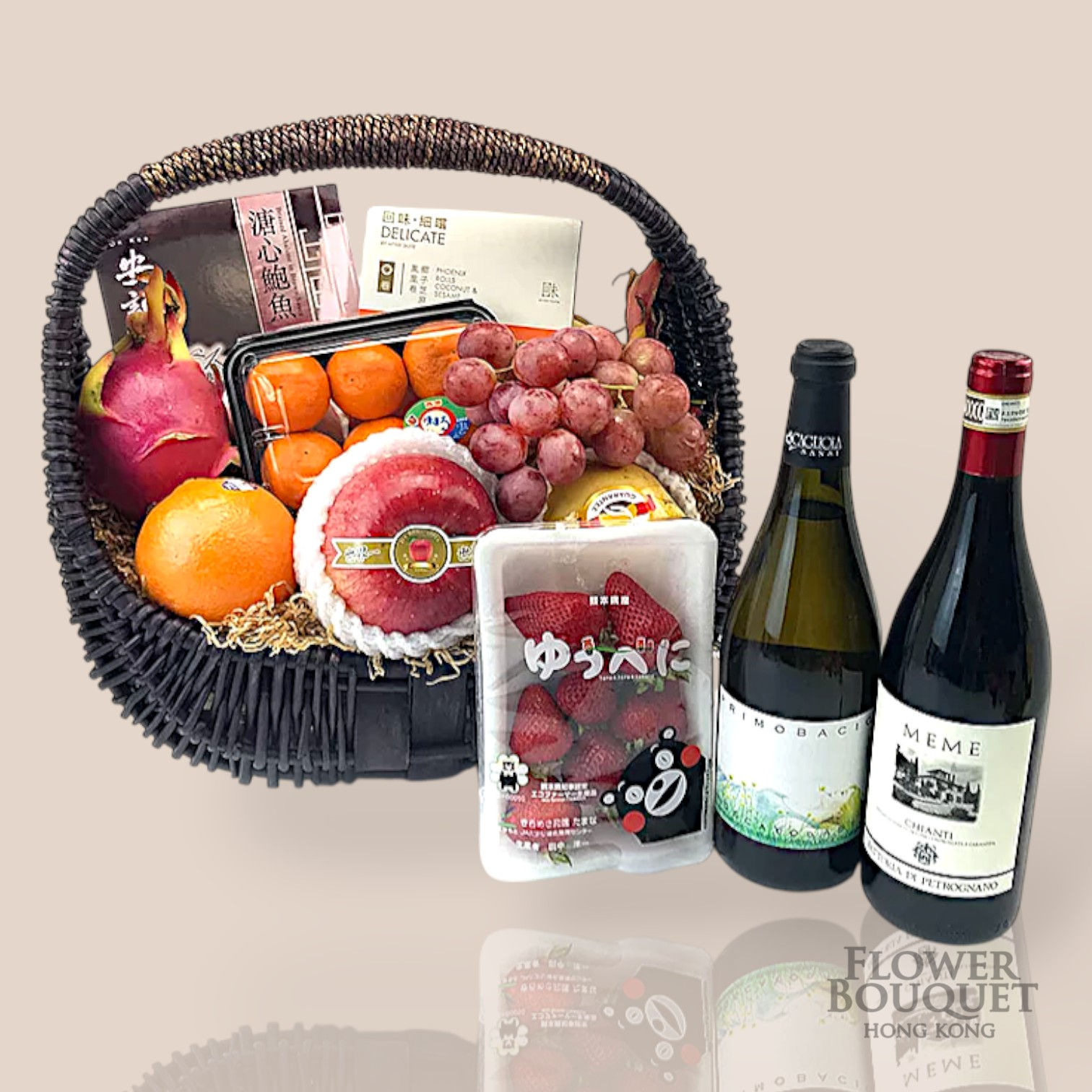 On Kee Abalone Mid-Autumn Fruit Basket with Red Wine T220RW