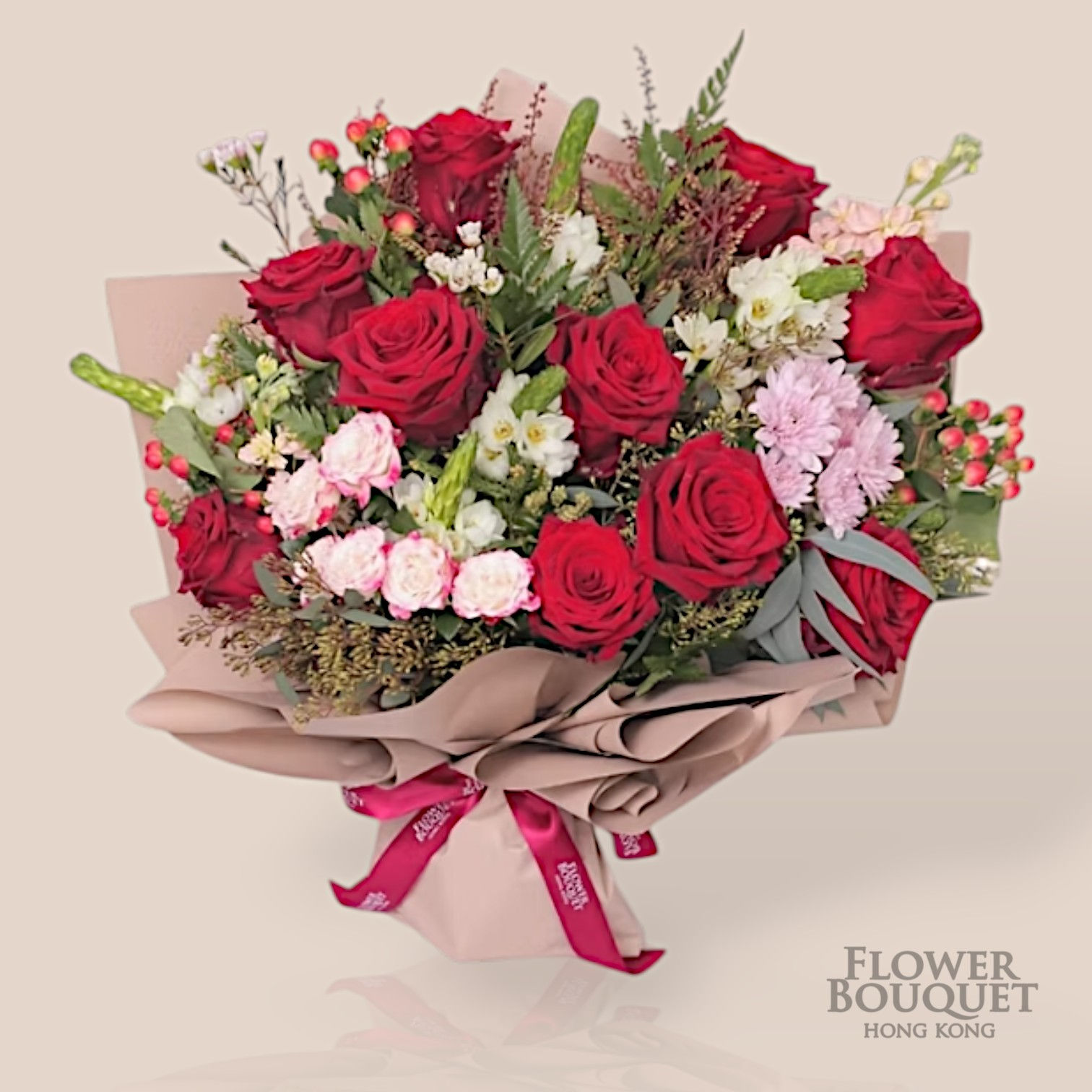 Valentine's Columbia Red Roses + Seasonal Flowers Bouquet