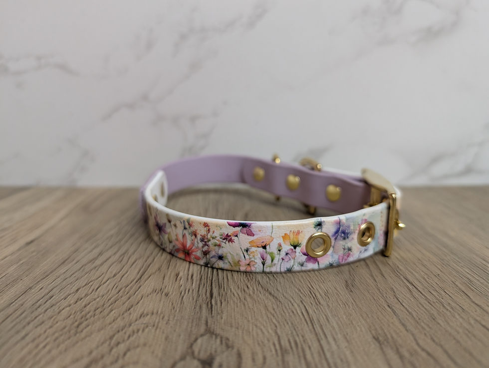 Thumbnail: Spring Flowers BioThane Collar - 19mm - Two Tone
